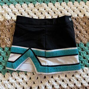 Black Blue Sequins Varsity Cheer Cheerleader Uniform Skirt Girls sz 3xs XXXS